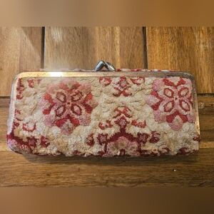 Vintage Made in Japan Chenille Floral Clutch Purse